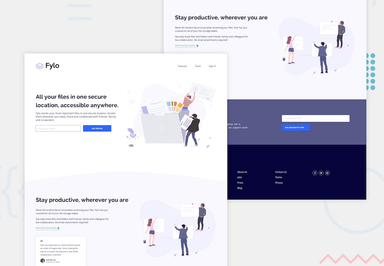 Fylo landing page with two column layout